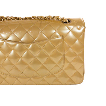 Chanel Gold Patent Medium Flap GHW