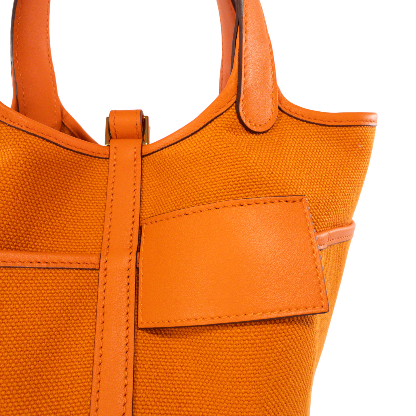 Hermes Cargo Picotin 18 Orange Toile GHW