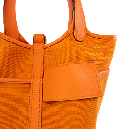 Hermes Cargo Picotin 18 Orange Toile GHW