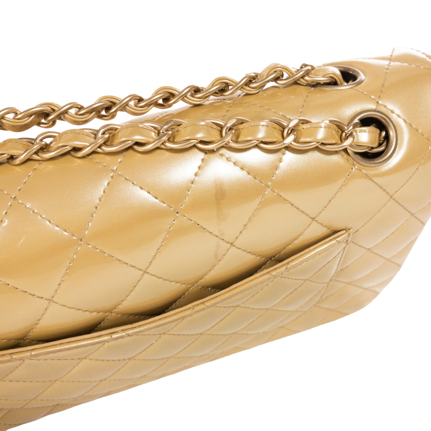 Chanel Gold Patent Medium Flap GHW