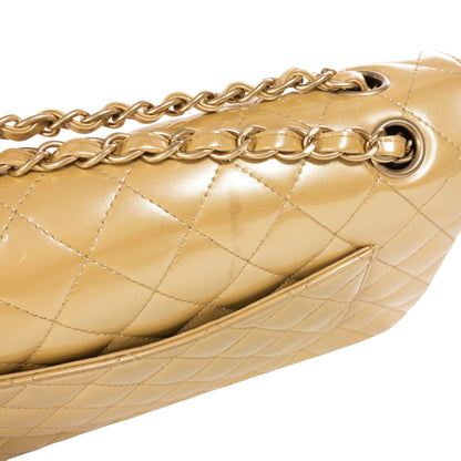 Chanel Gold Patent Medium Flap GHW