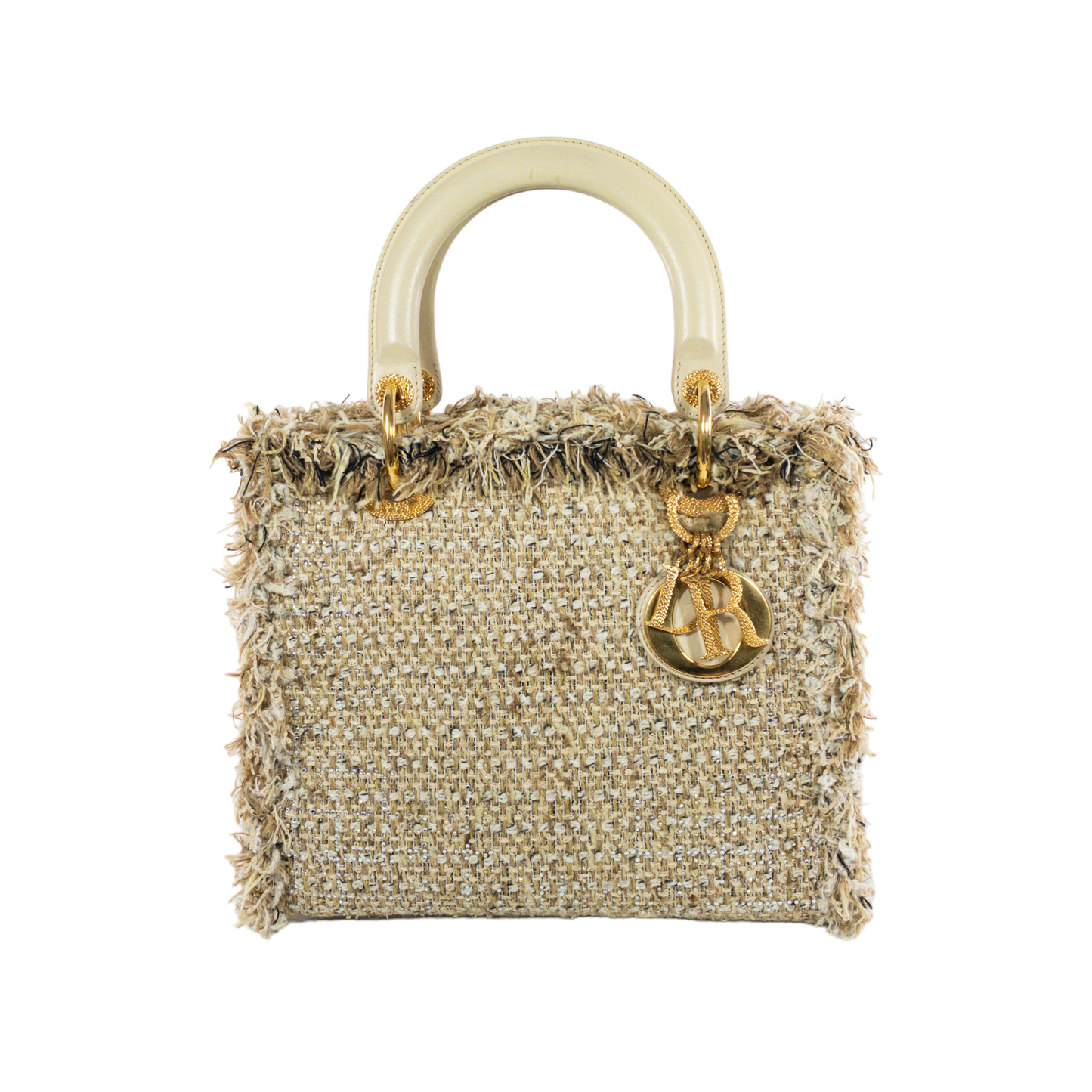 Dior Taupe Tweed Medium Lady Dior w Crystals