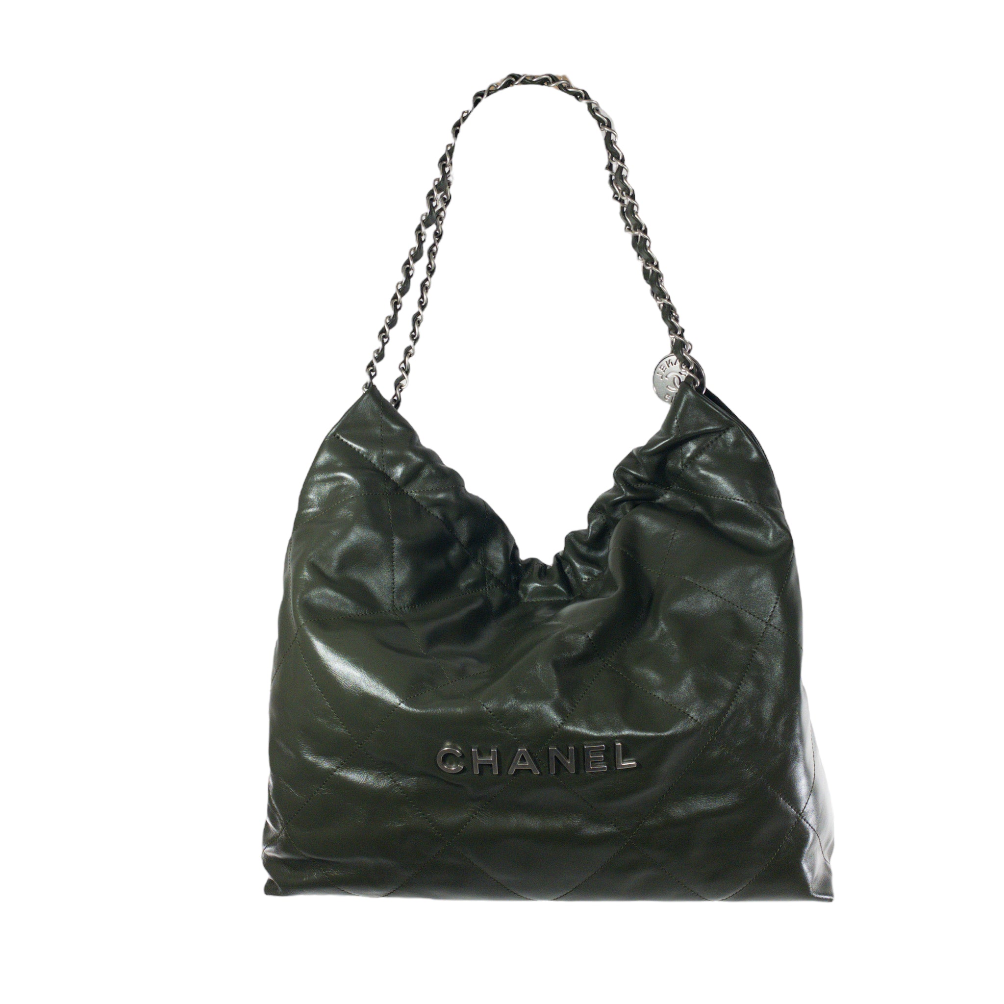 Chanel Small Lambskin Gold HW Hobo Bag Green For Sale at 1stDibs