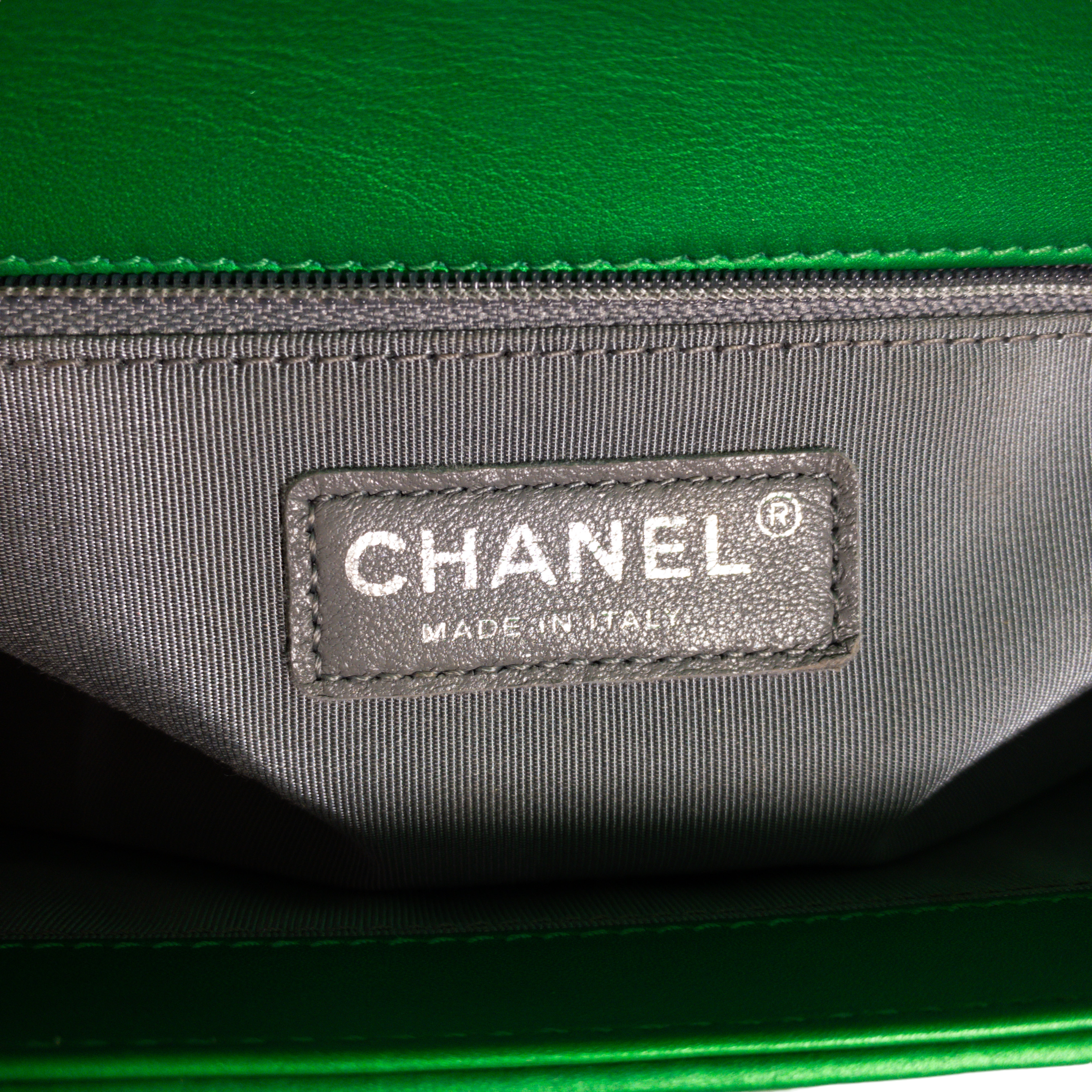 Chanel Metallic Green Large Boy Bag RHW