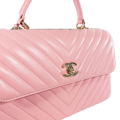 Chanel Pink Chevron Large Trendy GHW