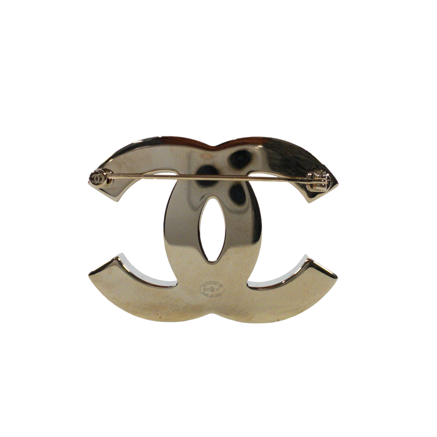 Chanel Pink and Black Enamel Brooch GHW