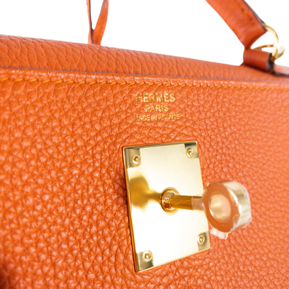 Hermes Orange Togo Kelly 32 GHW
