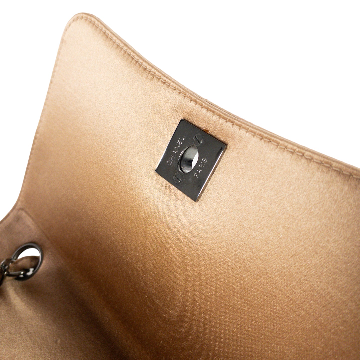 Chanel Nude Satin Crystal Embellished Vintage Flap