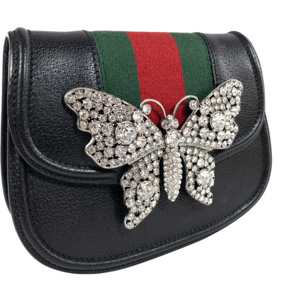 Gucci Black Linea Totem Crystal Flap Bag