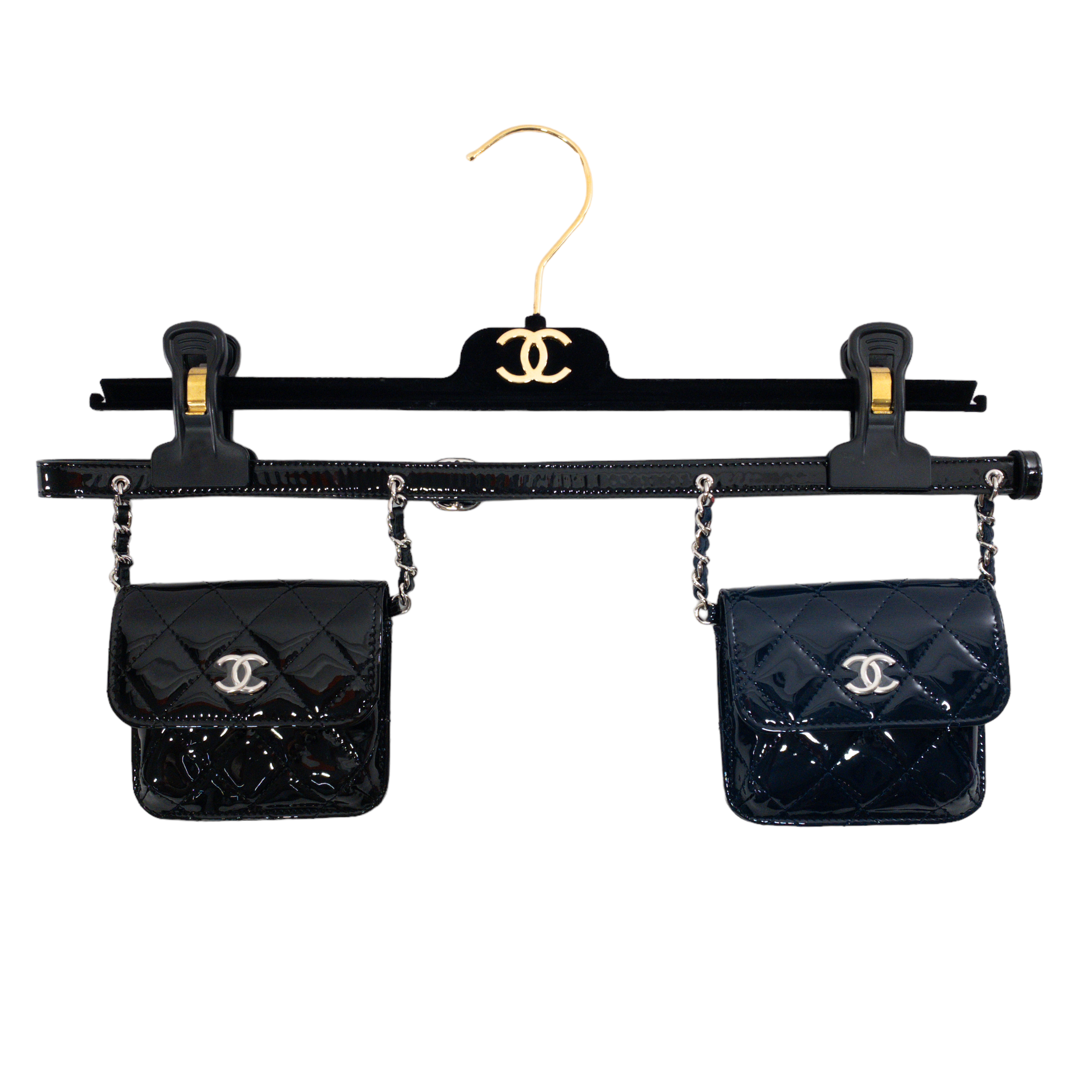 Chanel Cc Logo Belt with Quilted Patent Leather , Women's Fashion
