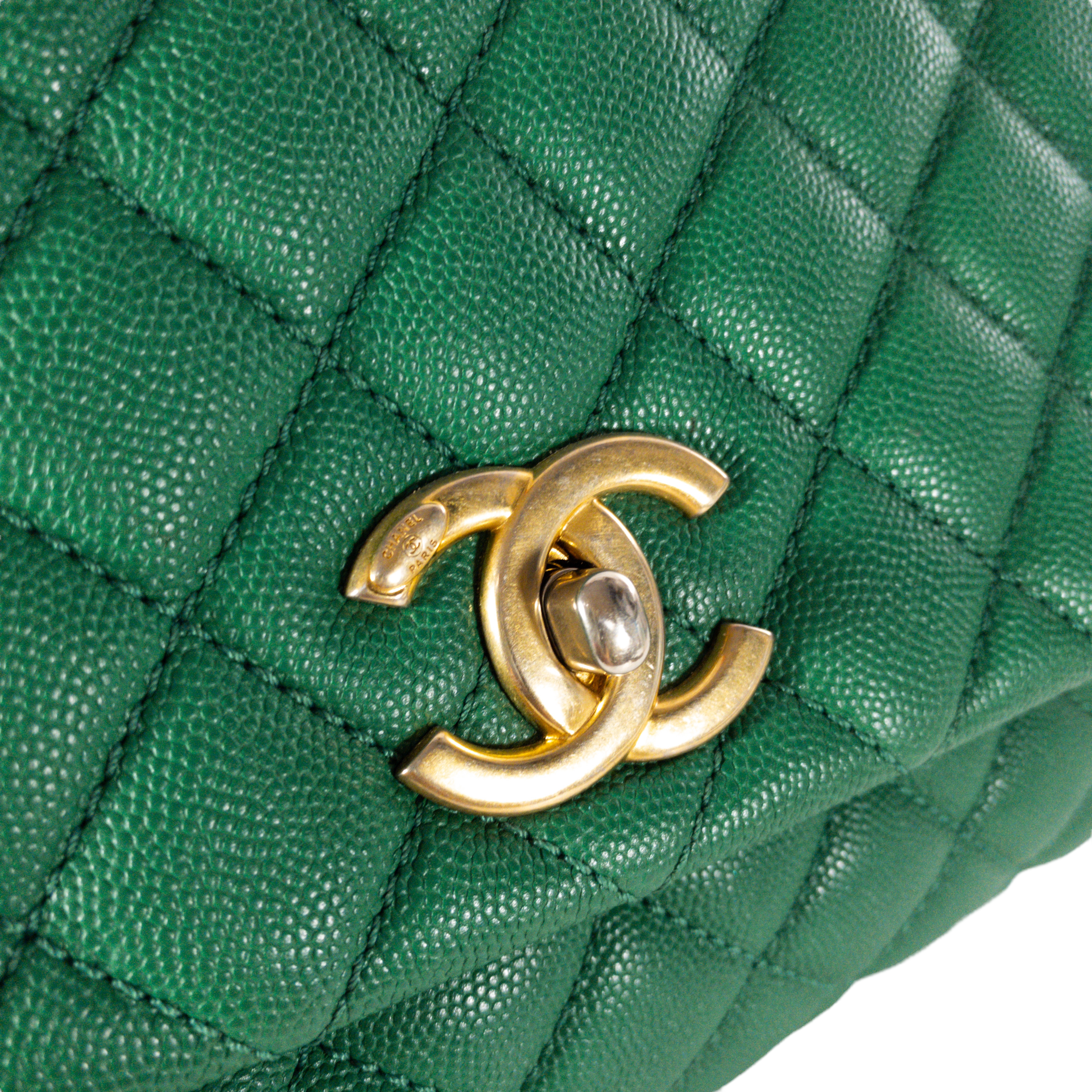 Chanel Medium Coco Handle Green Caviar GHW