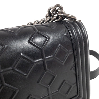 Chanel Black Arabesque Embossed Medium Boy Bag RHW