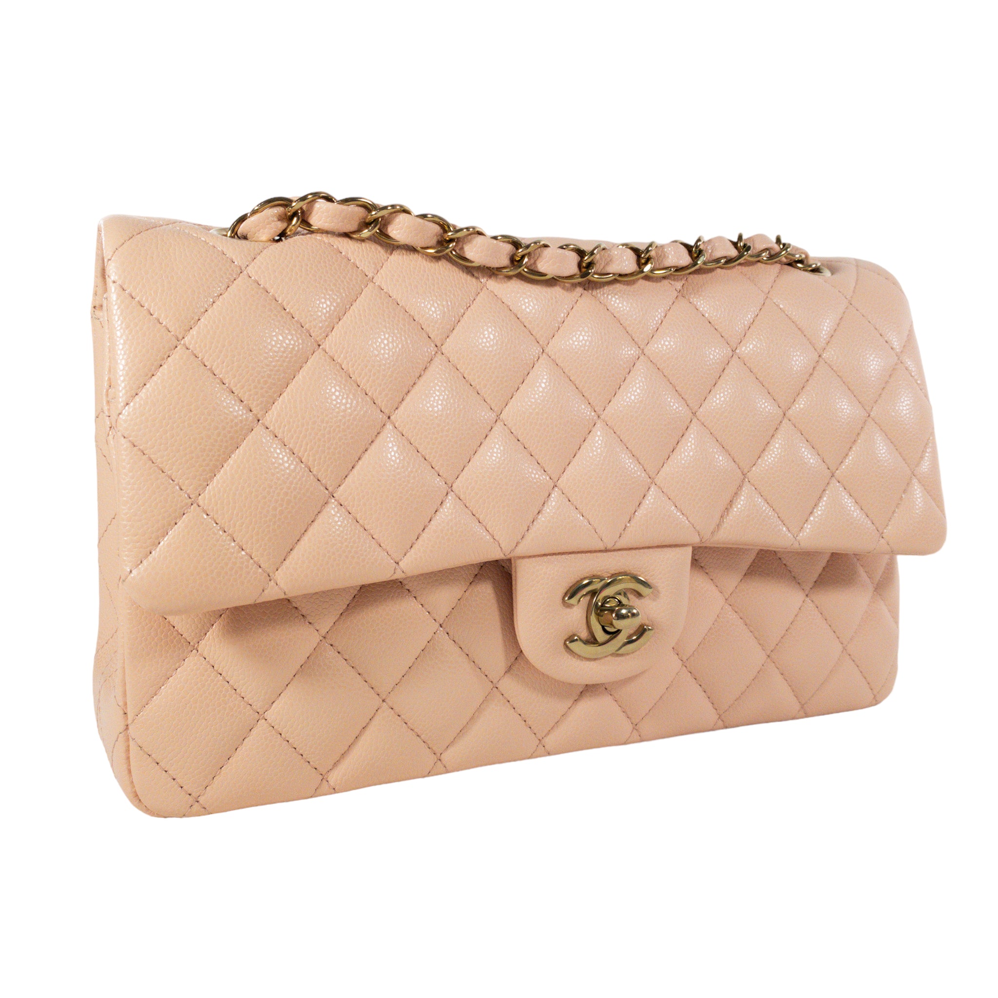 Chanel Peach Caviar Medium Flap GHW