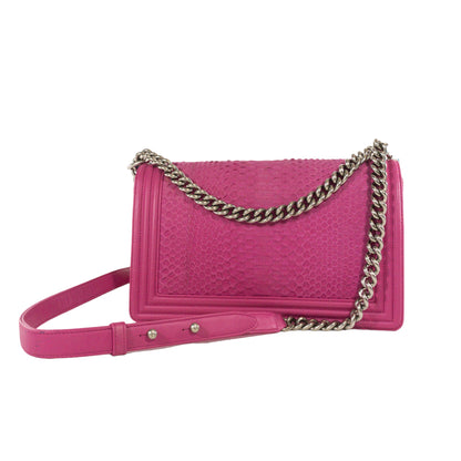 Chanel Pink Python Large Boy Bag SHW