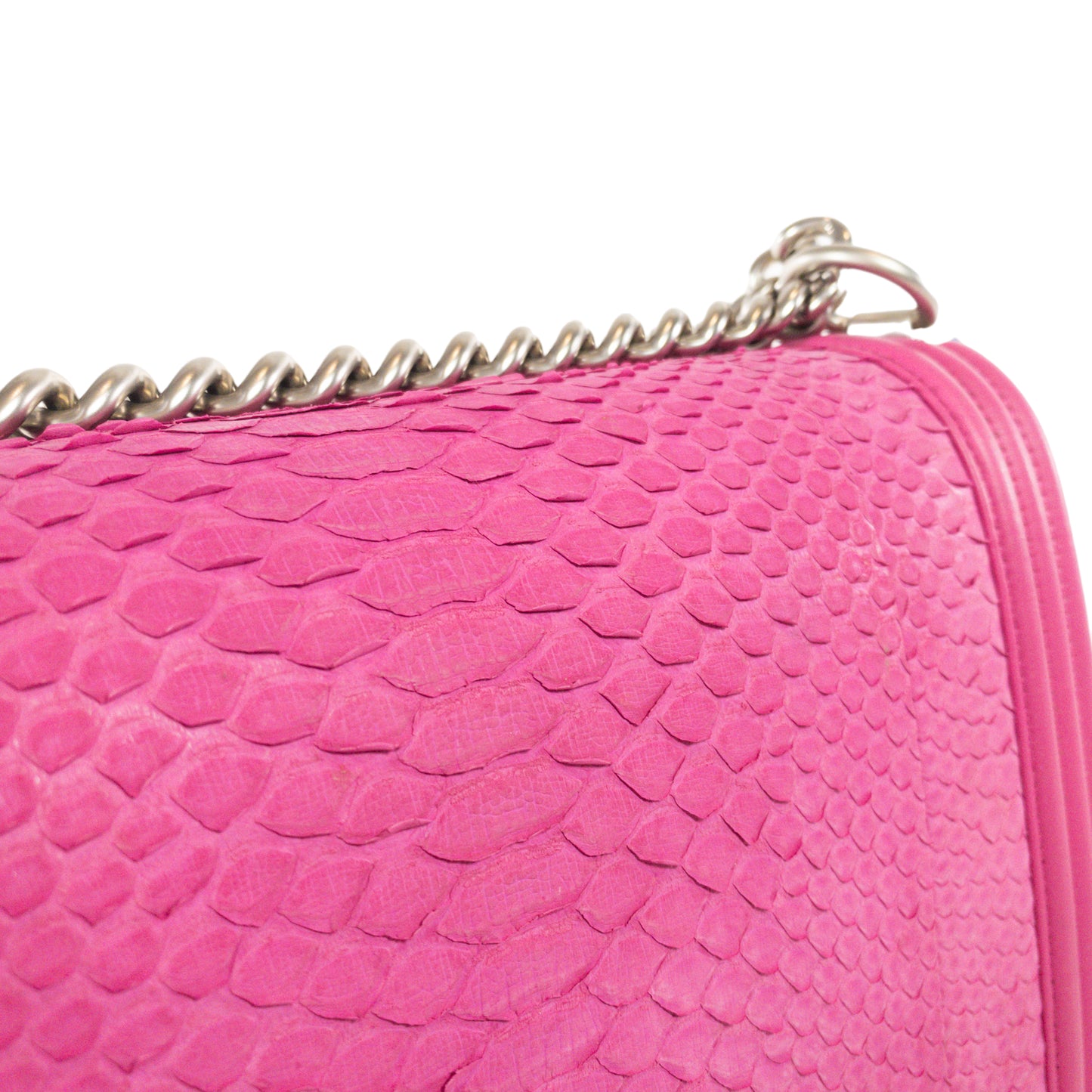 Chanel Pink Python Large Boy Bag SHW