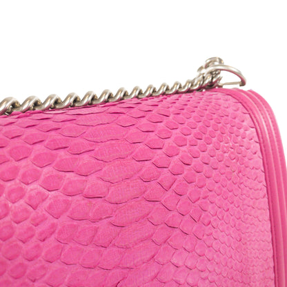 Chanel Pink Python Large Boy Bag SHW