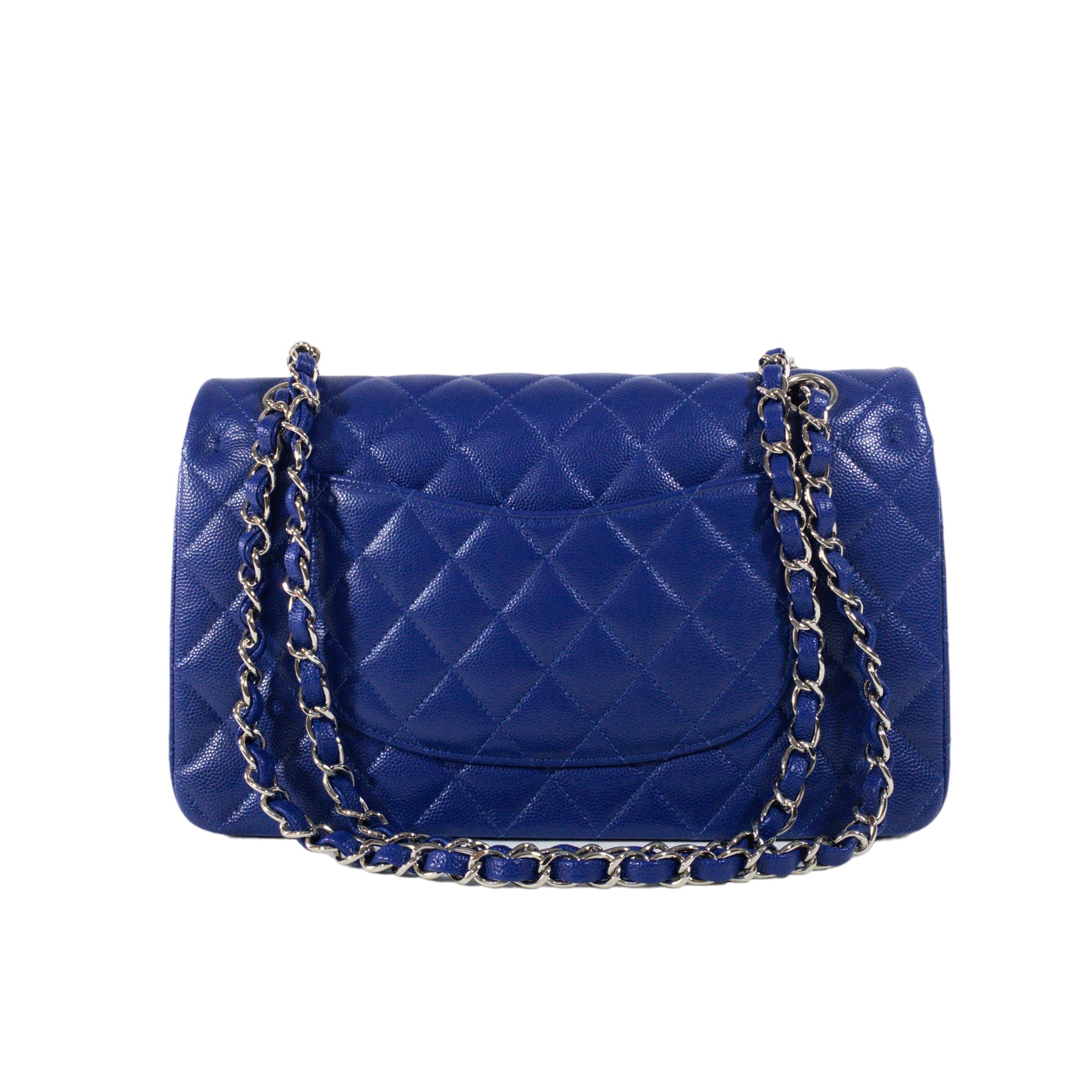 Chanel Royal Blue Caviar Medium Flap SHW