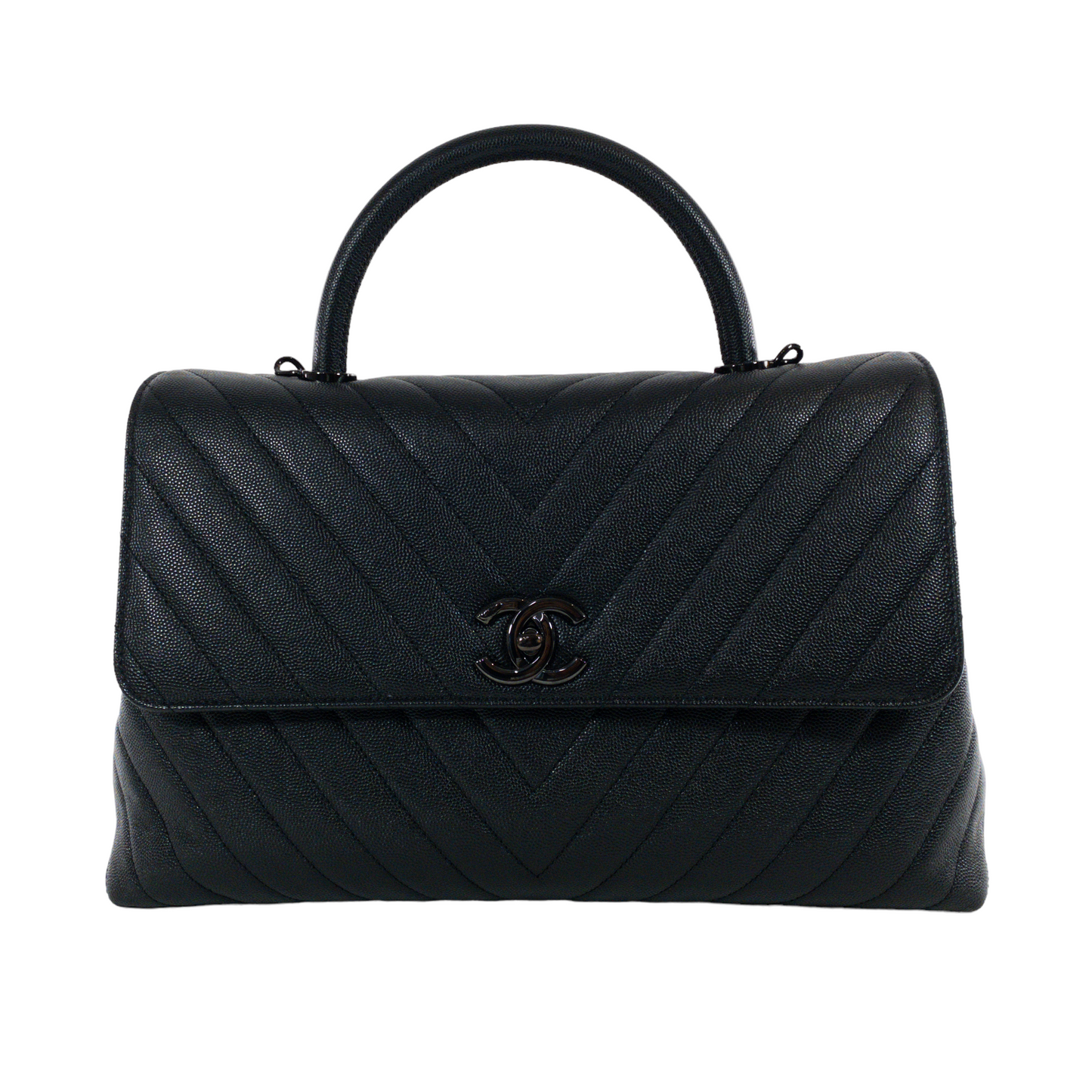 Chanel Metallic Black Large Coco Handle