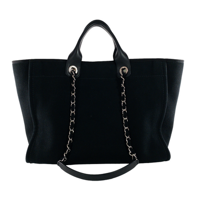 Chanel Black Beaded Canvas Deauville SHW