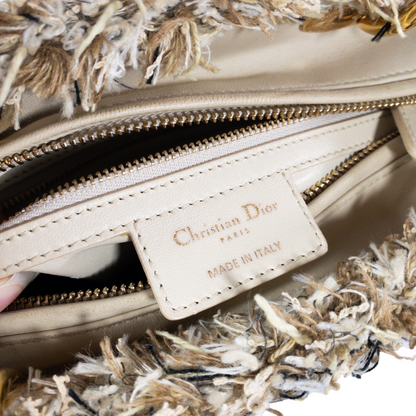 Dior Taupe Tweed Medium Lady Dior w Crystals