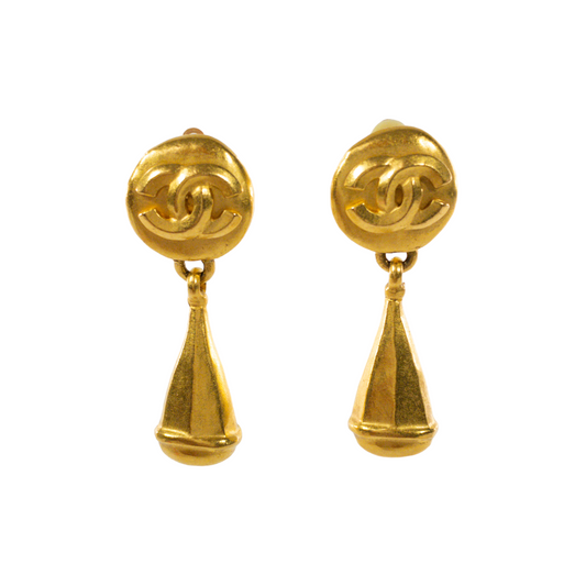 Chanel Vtg Teardrop Clip on Earrings