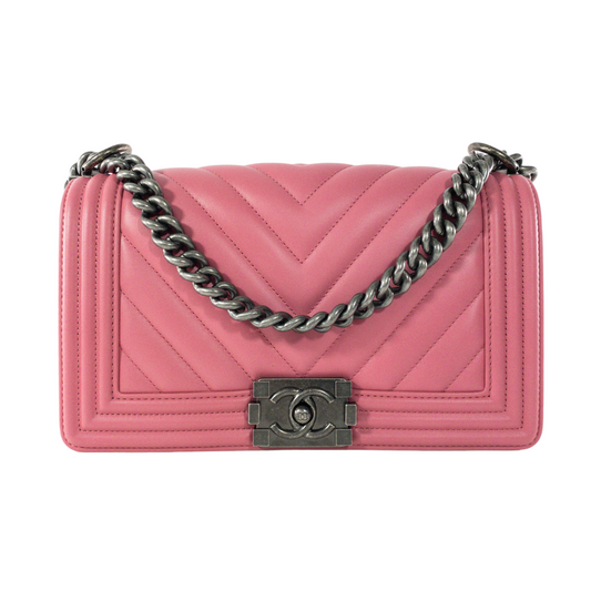 Chanel Pink Chevron Medium Boy RHW