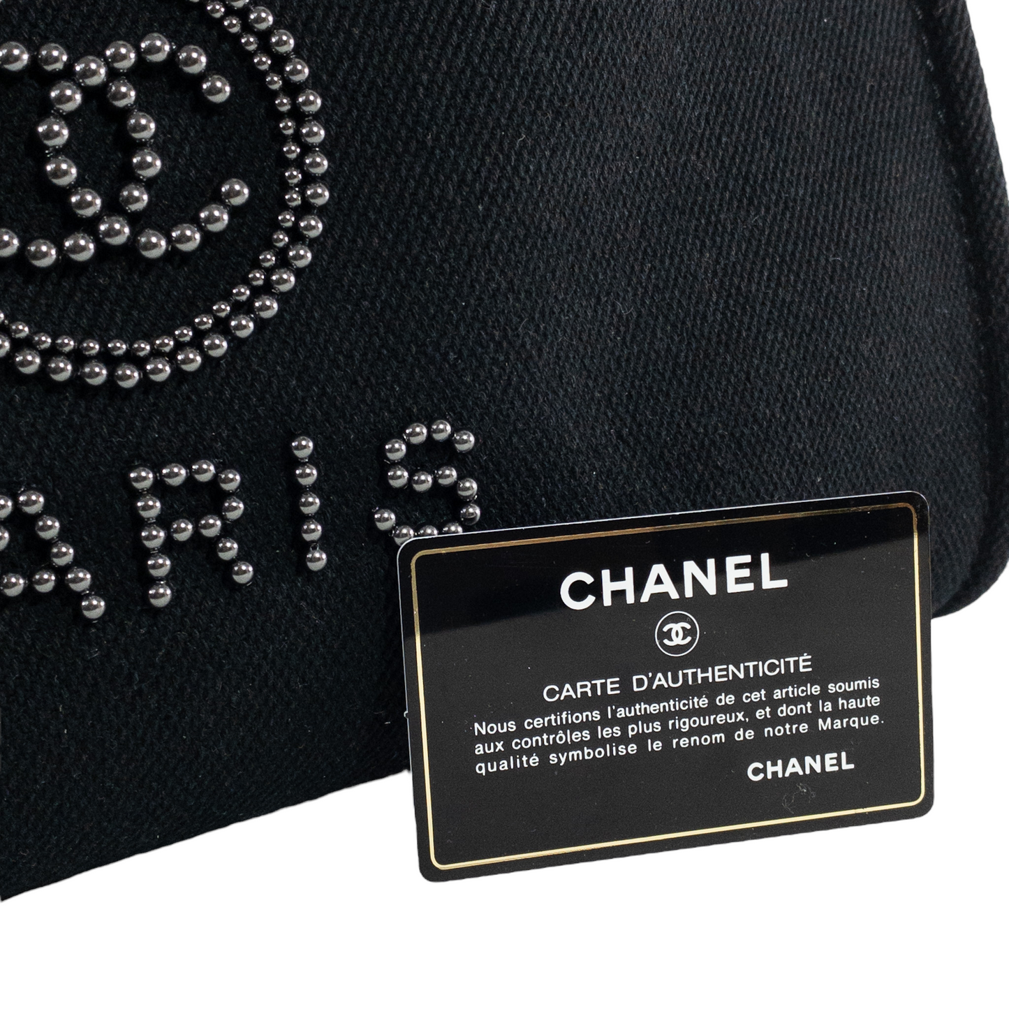 Chanel Black Beaded Canvas Deauville SHW
