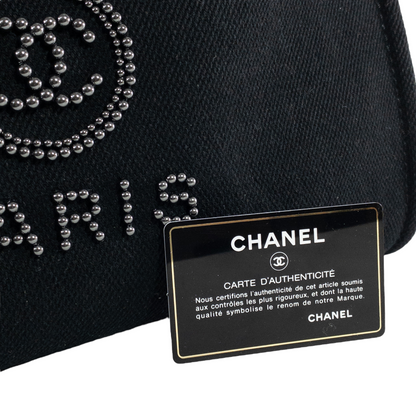 Chanel Black Beaded Canvas Deauville SHW