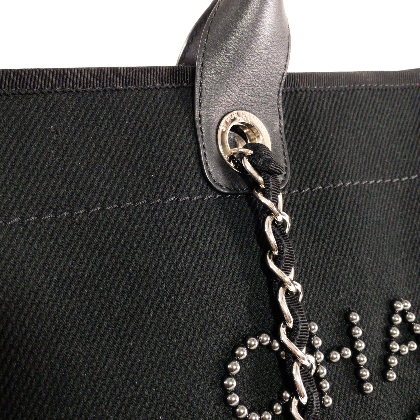 Chanel Black Beaded Canvas Deauville SHW