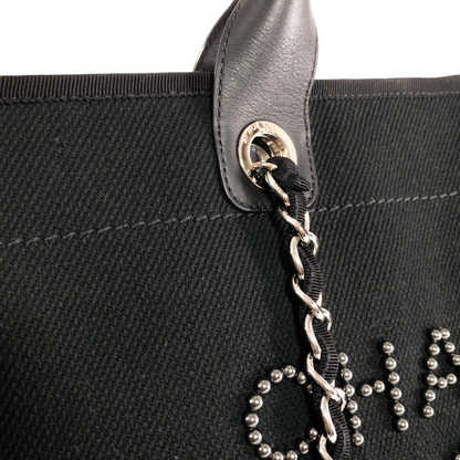 Chanel Black Beaded Canvas Deauville SHW