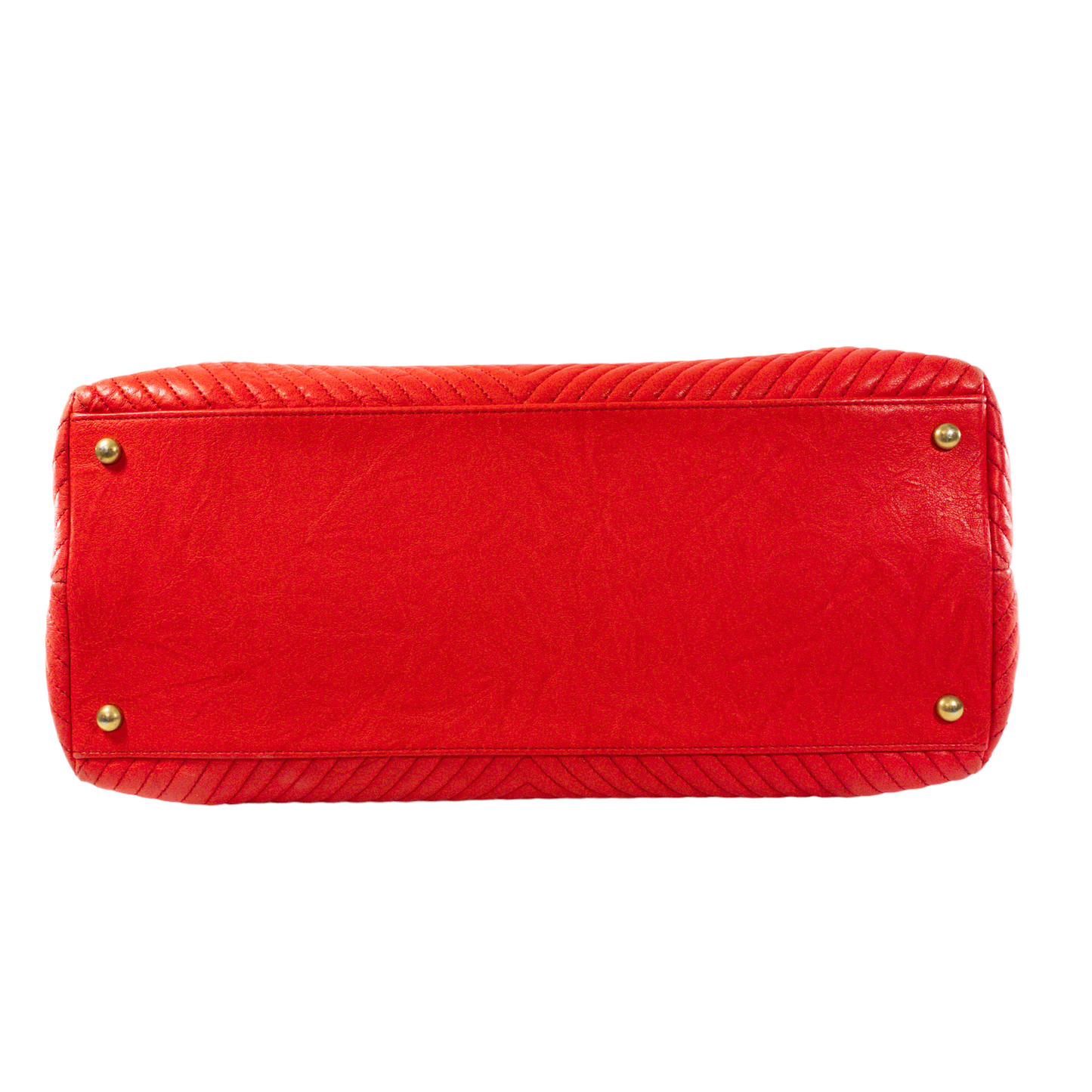 Chanel Bright Red Chevron Shopper Tote GHW