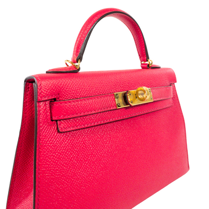 Hermes Kelly 20 Rose Extreme Epsom GHW