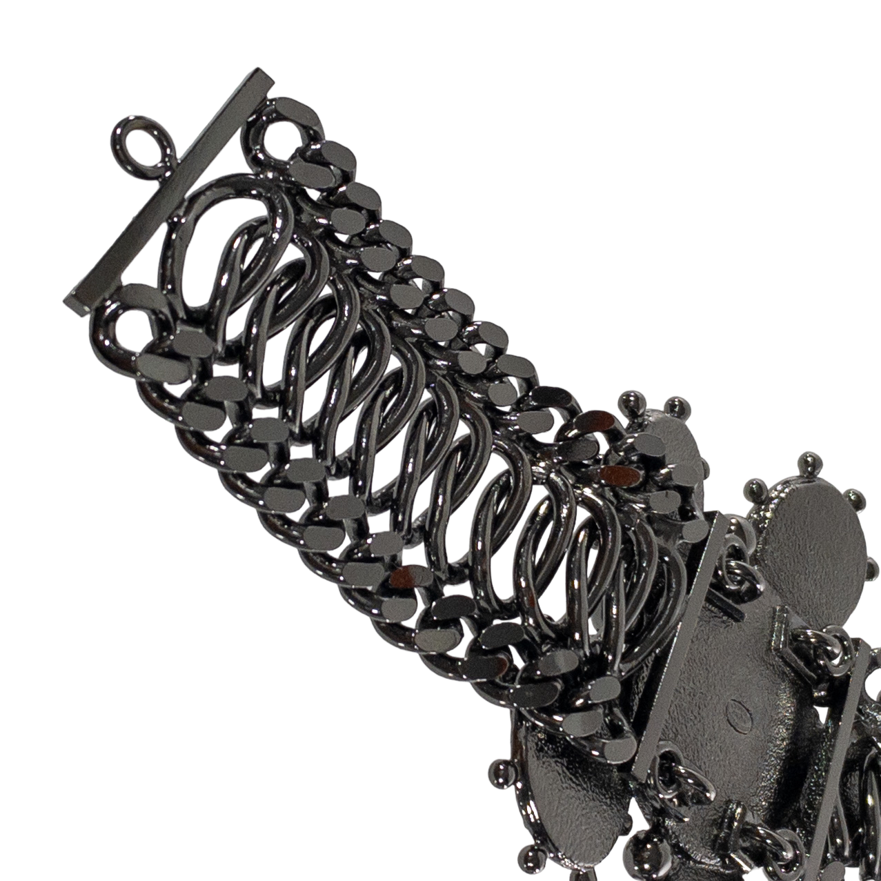 Chanel Gunmetal Chain Link Gripoix Bracelet