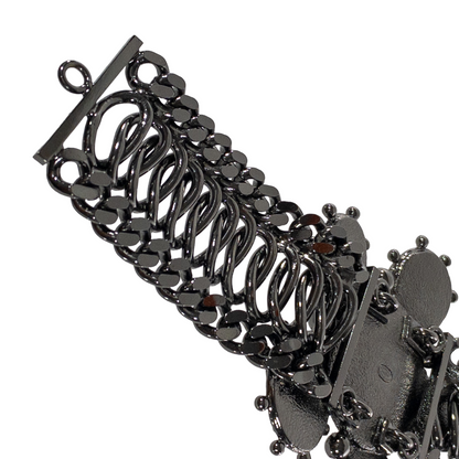 Chanel Gunmetal Chain Link Gripoix Bracelet