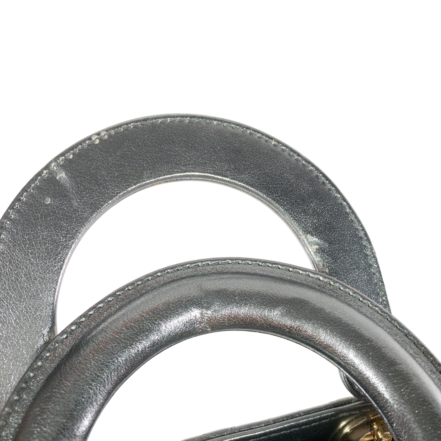 Dior Silver Metallic Small Lady Dior GHW