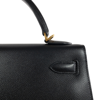 Hermes Kelly 32 Black Epsom Sellier GHW