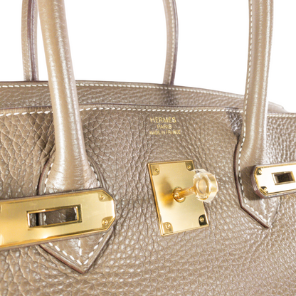 Hermes Etoupe Birkin 35 Clemence  GHW