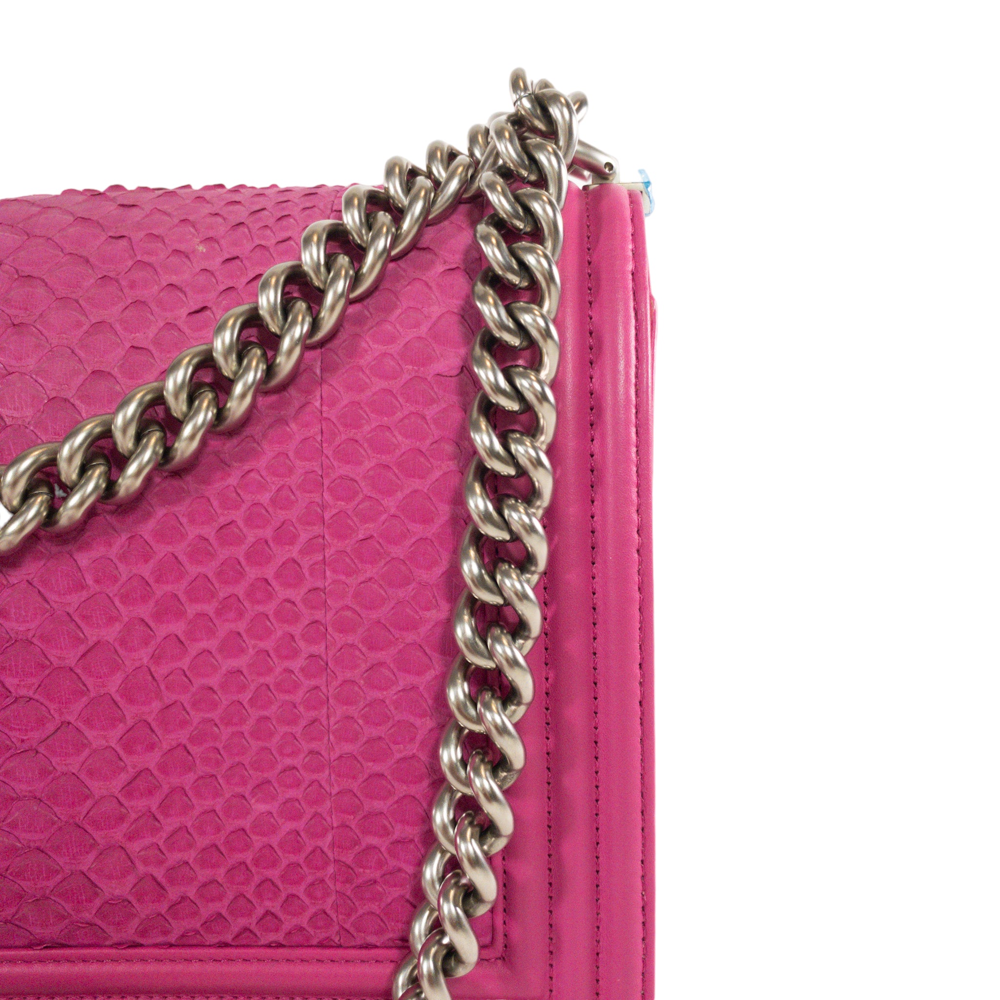 Chanel Pink Python Large Boy Bag SHW