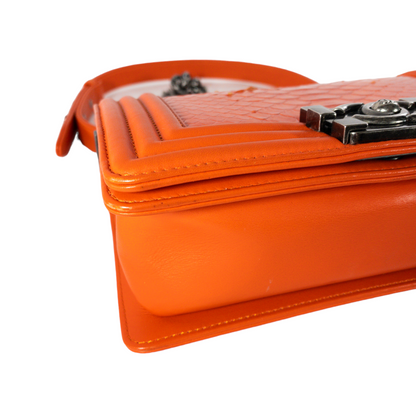 Chanel Small Orange Python Boy Bag RHW