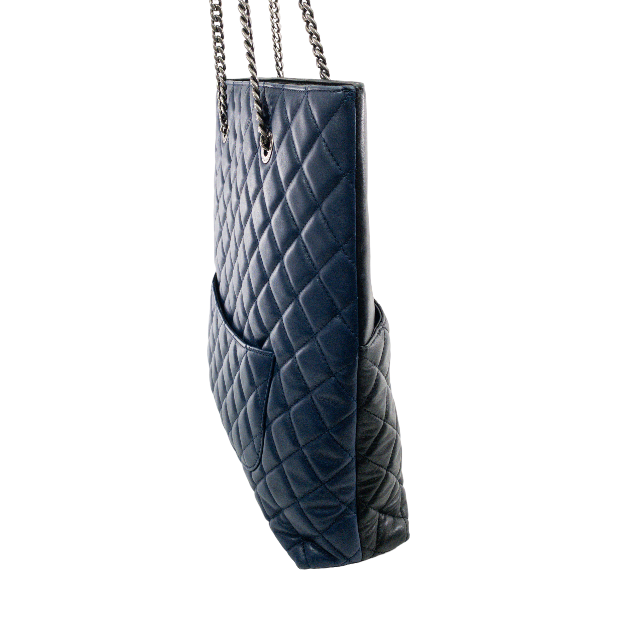 Chanel Navy/Black Quilted Lambskin Shopper Tote RHW