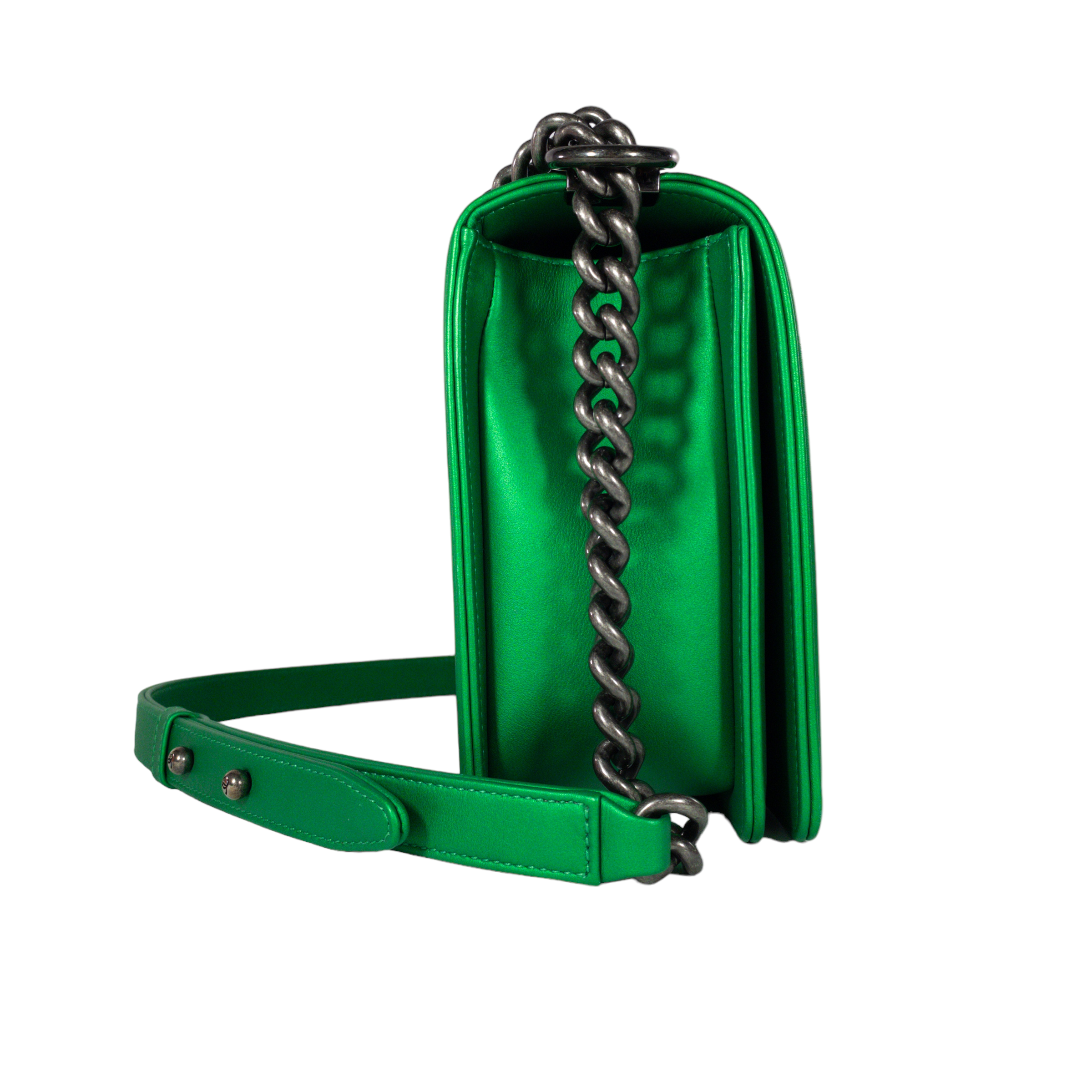 Chanel Metallic Green Large Boy Bag RHW