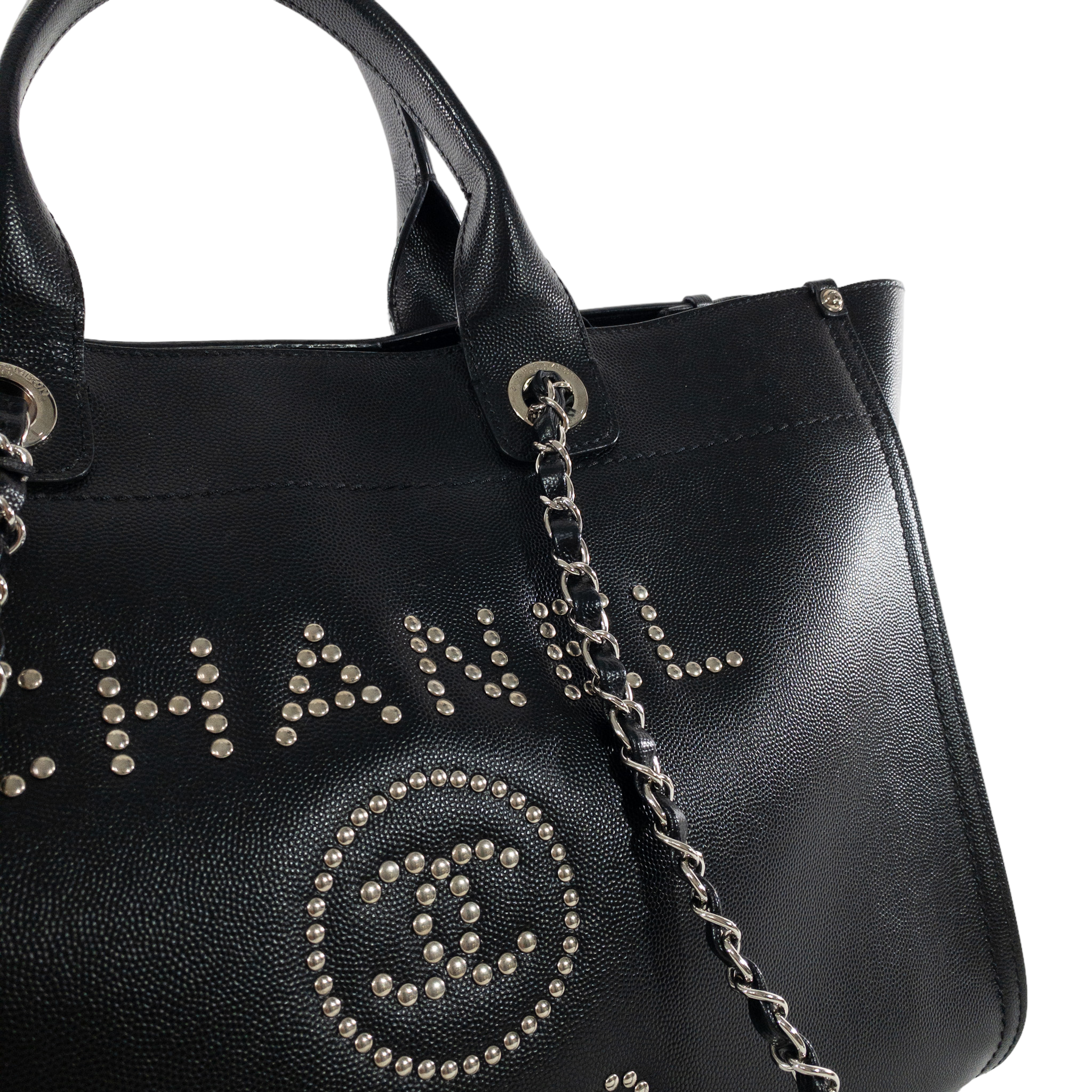 Chanel Black Studded Caviar Deauville SHW
