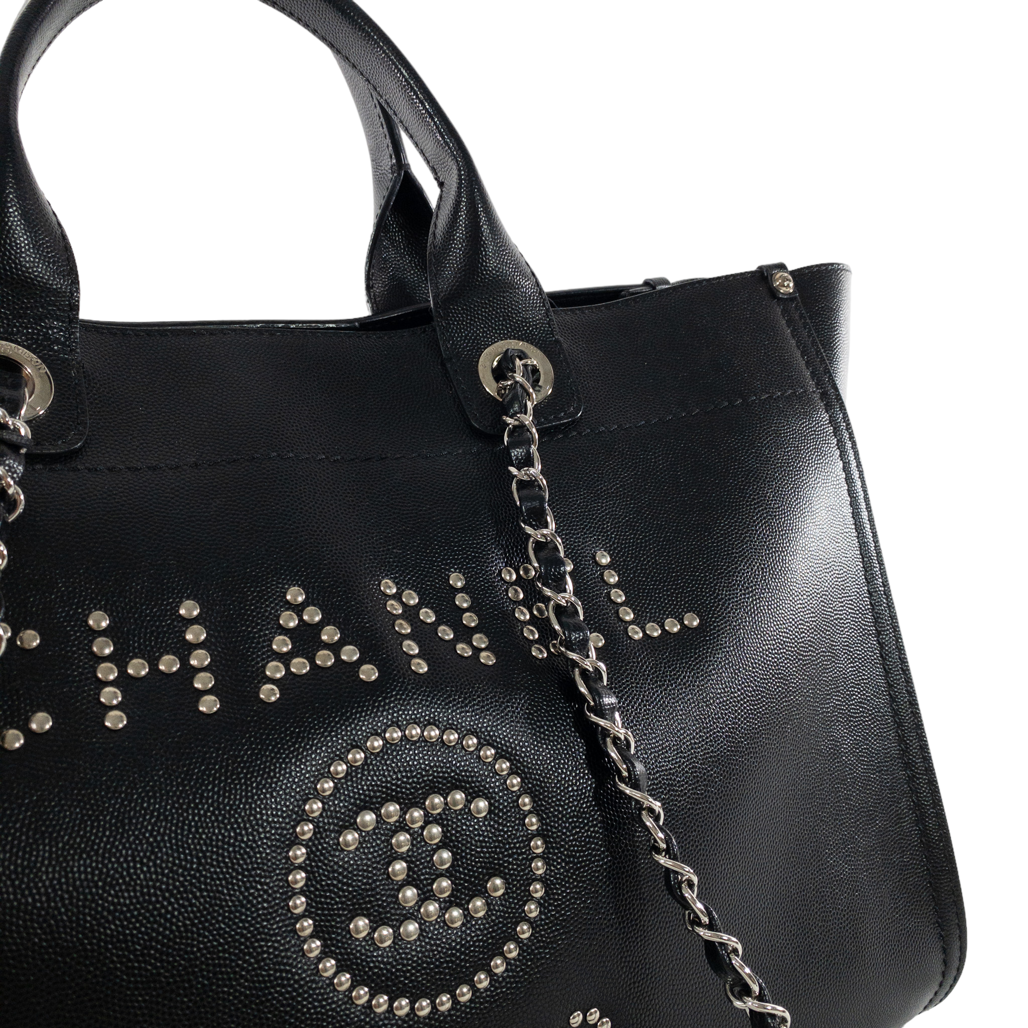 Chanel Studded Deauville Caviar Leather Tote Bag in Black