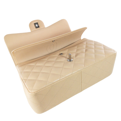 Chanel Beige Lambskin Jumbo Classic Flap SHW