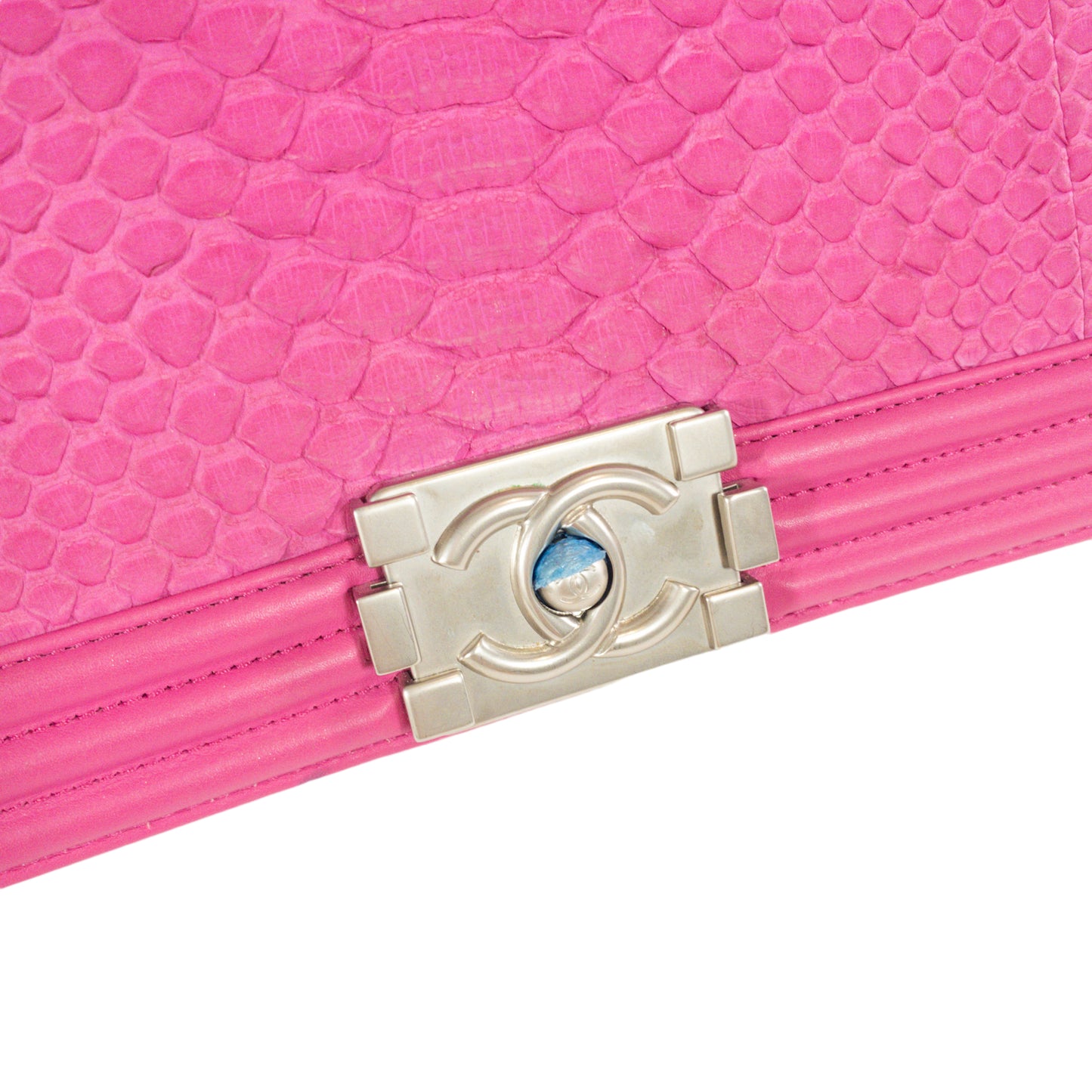 Chanel Pink Python Large Boy Bag SHW