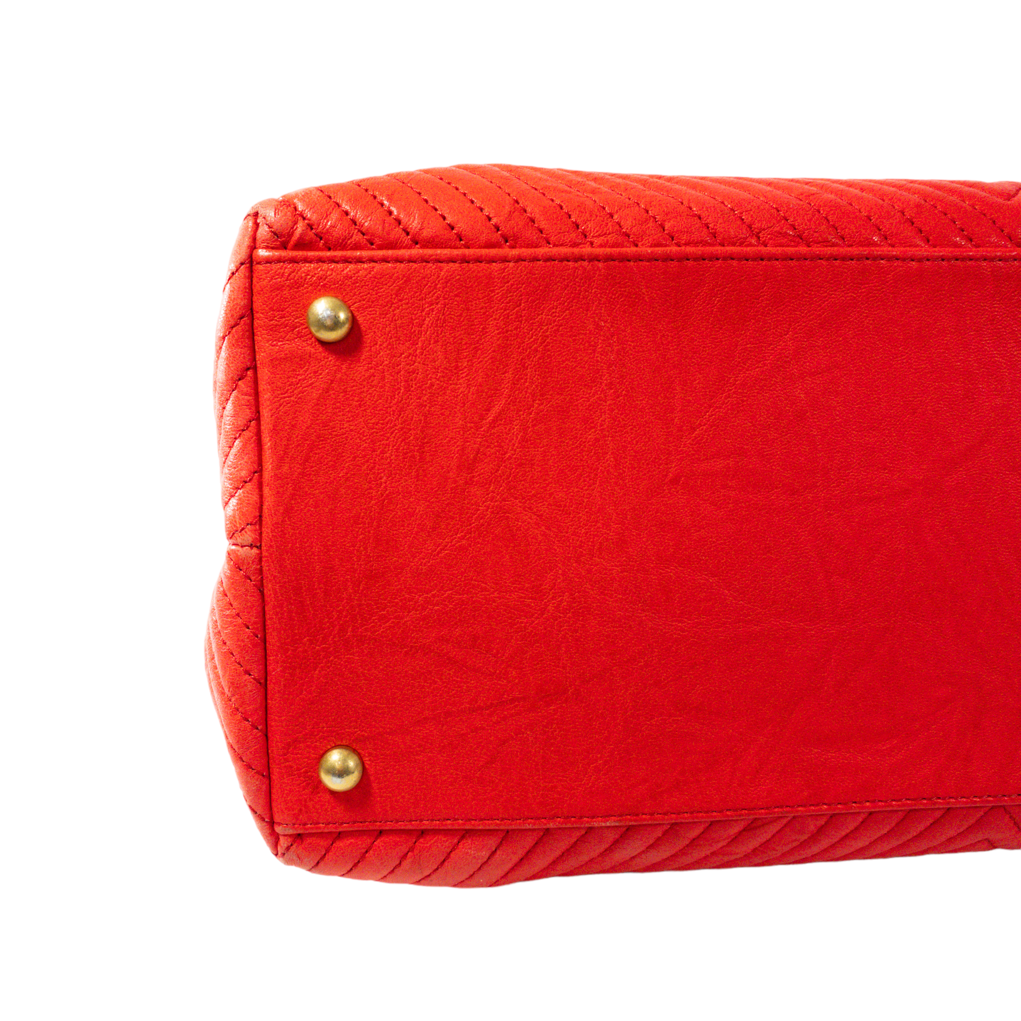 Chanel Bright Red Chevron Shopper Tote GHW