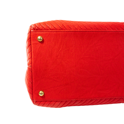 Chanel Bright Red Chevron Shopper Tote GHW