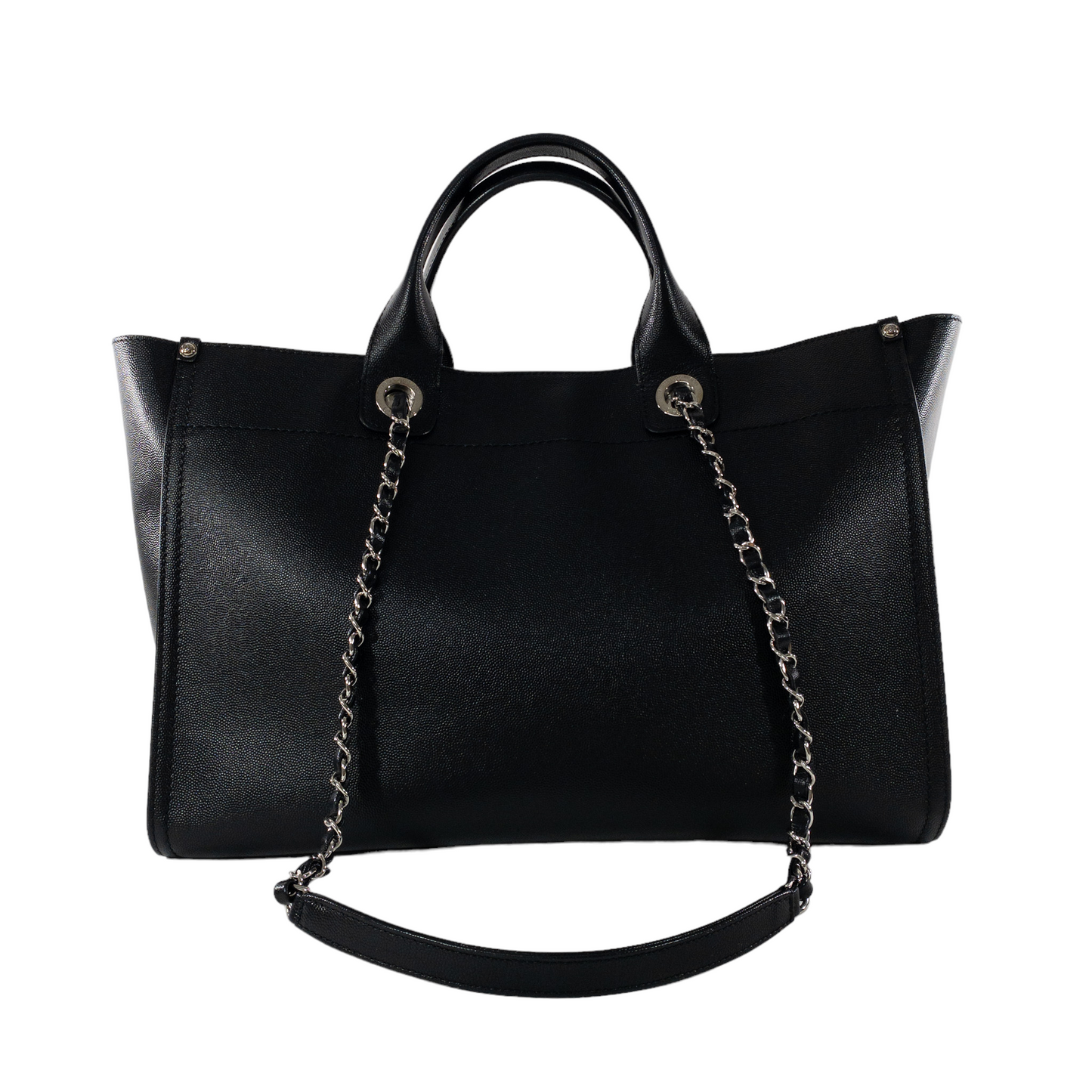 Chanel Black Studded Caviar Deauville SHW