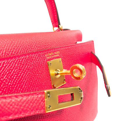 Hermes Kelly 20 Rose Extreme Epsom GHW