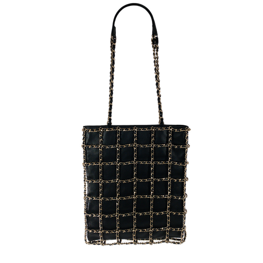 Chanel Woven Chain Frame Shopping Tote
